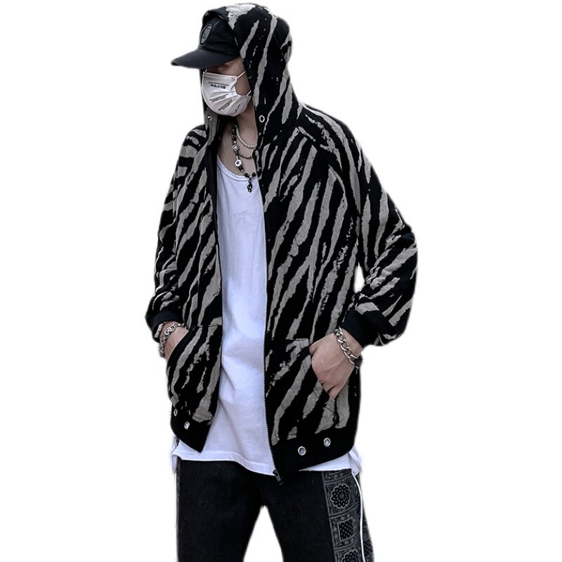 高街潮牌扎染开衫卫衣男嘻哈oversize情侣连帽外套ins潮JK006-P45,男装夹克,星座308B-1