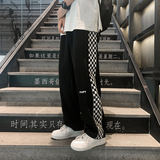 休闲裤男格子直筒九分韩版潮流百搭ins潮牌港风学生裤K397-P30，男装休闲裤，星座308B-1