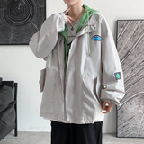 假两件外套男潮牌春秋季新款连帽棒球服休闲拼接男夹克JK0152-P55，男装夹克，星座308B-1