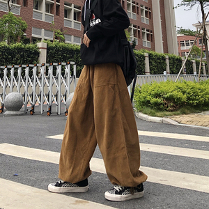 秋冬日系复古休闲灯芯绒裤子男宽松潮牌裤哈伦灯笼K0377-P38,森林系衣服的穿搭图片