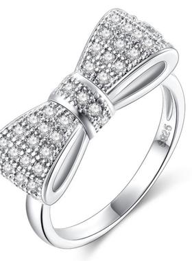 2018外贸欧美爆款白色蝴蝶结戒指