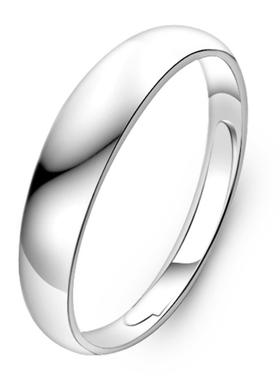 银戒指纯光面男女情侣一对戒活口