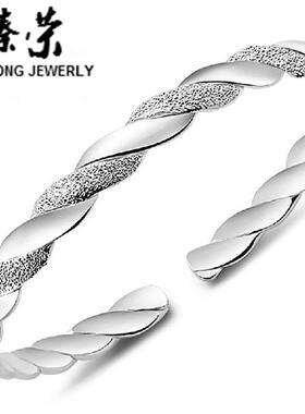 爱交织手镯女合金镀银镯子韩版