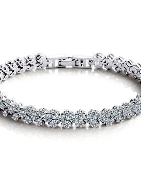 韩国版罗马银手链刘嘉玲同款锆石