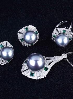 新款欧美轻奢仿大溪地黑珍珠套装