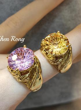 意大利复古拉丝工艺羽毛戒指轻奢