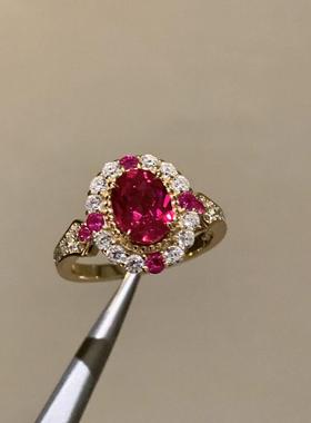 轻奢气质鸽子蛋玫红宝石戒指