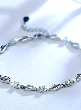 臻荣镀银镶钻水晶之恋手链女韩版