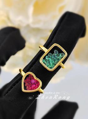 法式复古万花筒帕拉伊巴戒指轻奢