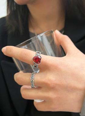 复古染黑做旧玫瑰花鸽血红锆石