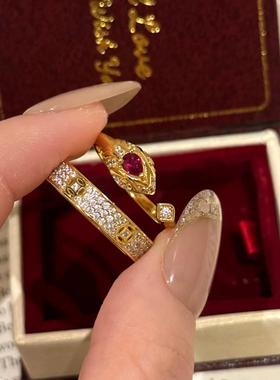 法式复古女王戒红宝红刚玉灵蛇