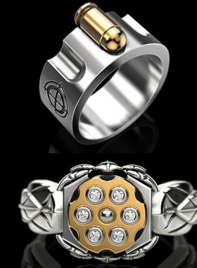 wish爆款俄罗斯轮盘赌子弹男戒指