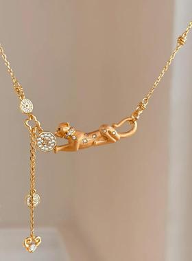 法式复古金钱豹项链女高级感拉丝