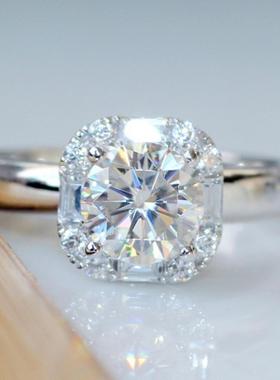 臻荣wish新款圆形闪钻戒指女欧美