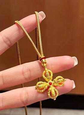 十字金刚杵长款毛衣链项链女轻奢