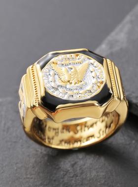 臻荣wish新款美国银之王戒指老鹰