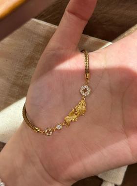 新中式复古灵动棕绳拉丝锦鲤金钱