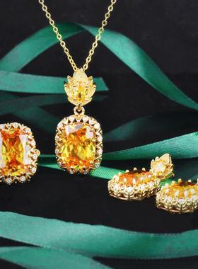 意大利复古宫廷风彩宝套装超闪