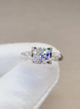 仿真D色莫桑石燕尾牛头戒指定制