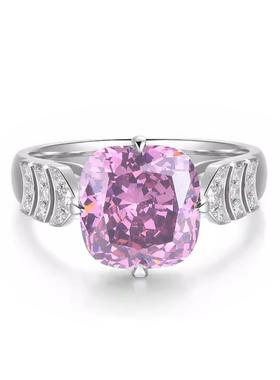 精工镶嵌冰花切烟灰锆戒指简约