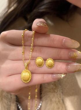 意大利中古风织纹雕金拉丝麦穗