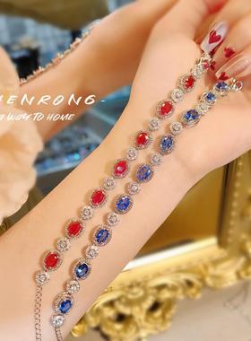 重工气质轻奢仿鸽血红宝石手链