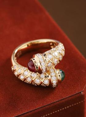 vintage中古珠宝琉璃戒指法式