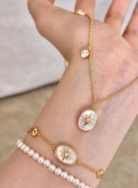 植物系中古老钱风天然贝母星盘