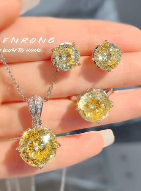 爆款鸟巢切吊坠高碳钻项链彩宝