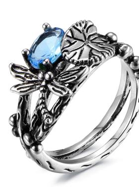 臻荣wish热卖创意蜻蜓莲花戒指