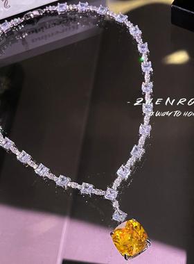 高级感欧美轻奢珠宝方钻锆石黄钻