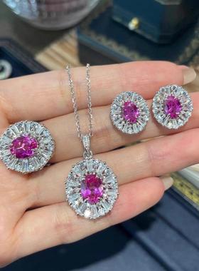 轻奢小清新鸽血红宝石吊坠项链