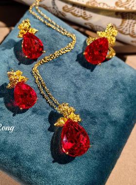 意大利复古拉丝工艺黄钻水滴吊坠