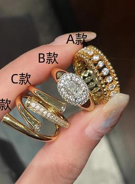 vintage中古风滚珠边镶钻排戒ins