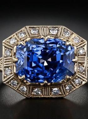 臻荣wish新款蓝色托帕石公主方钻