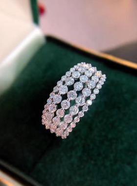 爆款仿美国进口莫桑钻戒指5排钻