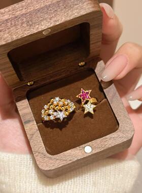 轻奢高级中古繁星点点戒指法式