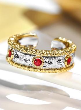 意大利布拉提复古典雅红刚玉戒指