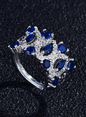 仿天然坦桑蓝宝石戒指镀pt950