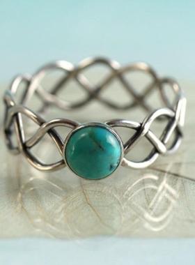 臻荣wish热卖新款麻花扭绳绿松石