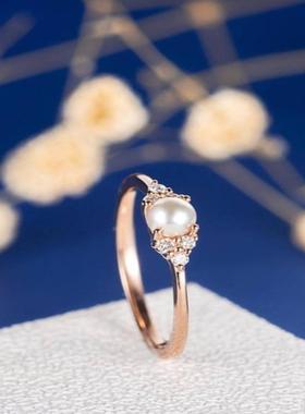 臻荣wish新款镀18k玫瑰金珍珠