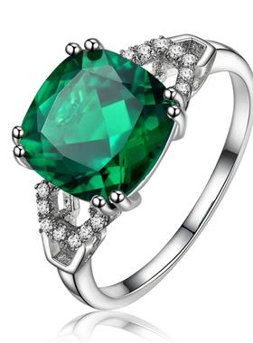 臻荣欧美蓝宝石戒指镀925银镶嵌