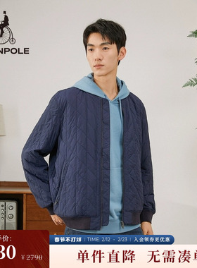 BEANPOLE滨波 男士纯色简约棒球领四边形棉服外套