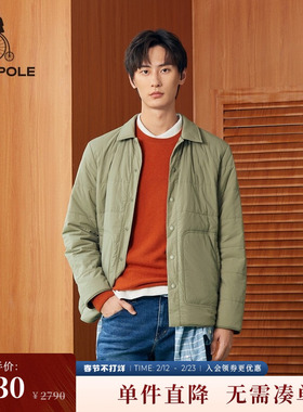 BEANPOLE滨波 男士商务休闲简约时尚日常翻领宽松衬衫式棉服外套