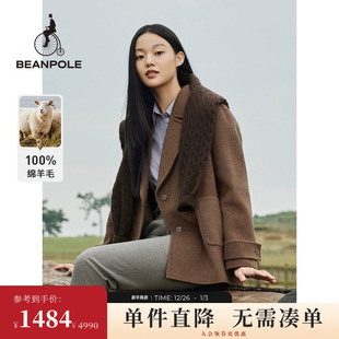美拉德毛呢大衣外套 气质休闲时尚 100%绵羊毛BEANPOLE滨波 女韩版