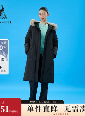 90%鹅绒 BEANPOLE滨波 女士毛领户外被子服羽绒服