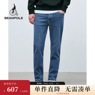 型 版 BEANPOLE滨波 新款 水泥灰针织直筒牛仔长裤 男士 修身