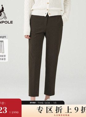 【直筒裤】BEANPOLE滨波 女士职场休闲自然腰加厚裤