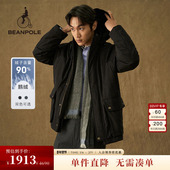 90%鹅绒 BEANPOLE滨波男运动风黑色休闲商务风职场简约羽绒服外套