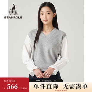 卫衣打底衫 BEANPOLE滨波 长袖 雷系穿搭假两件时尚 女拼接学院风格